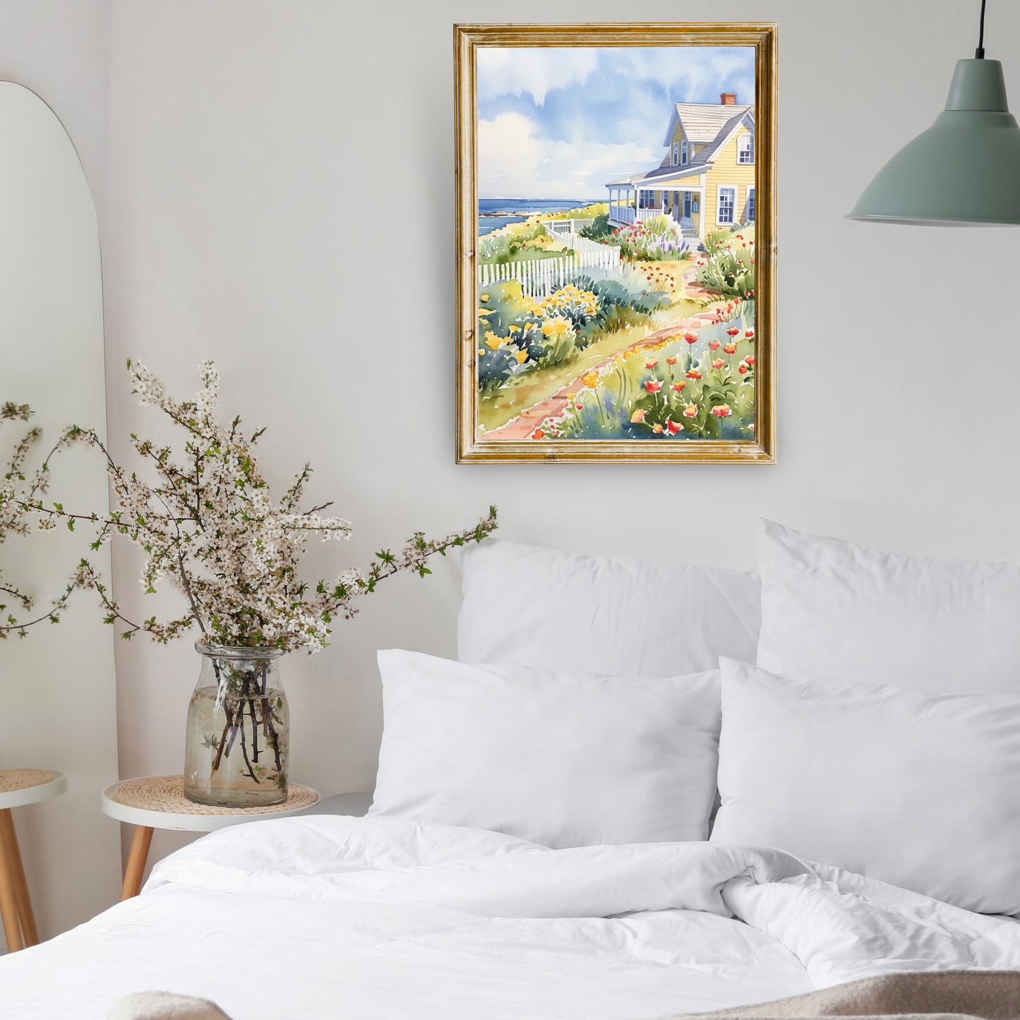 Nantucket Yellow Cottage Canvas Art Print