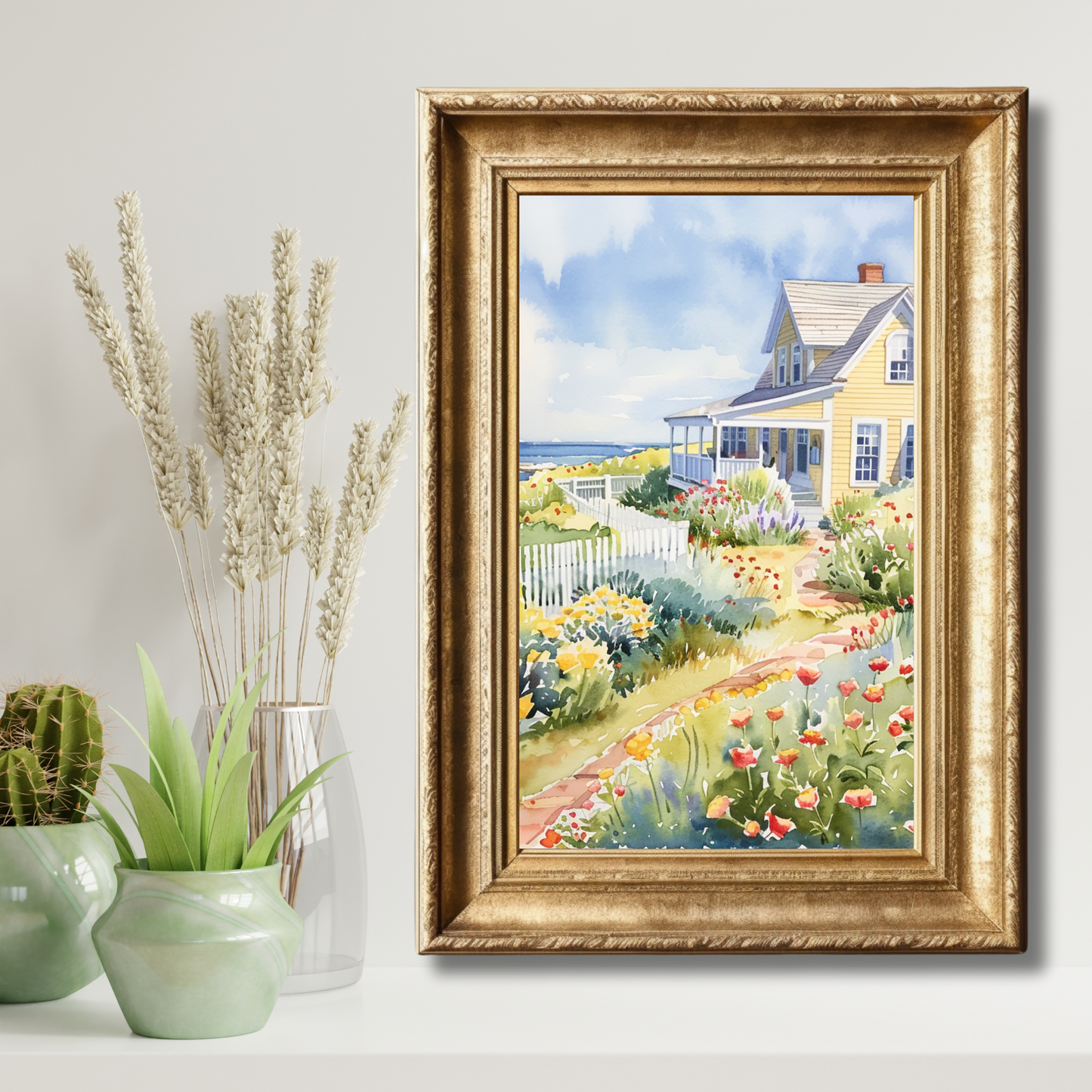 Nantucket Yellow Cottage Canvas Art Print