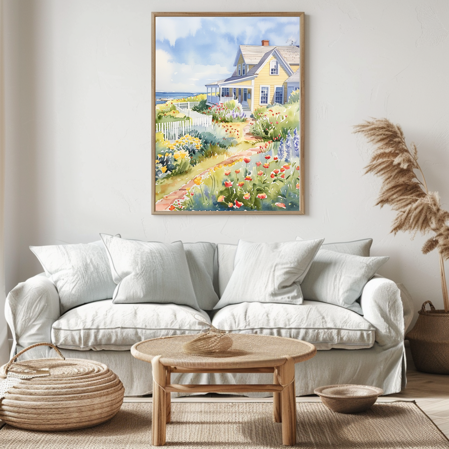 Nantucket Yellow Cottage Canvas Art Print