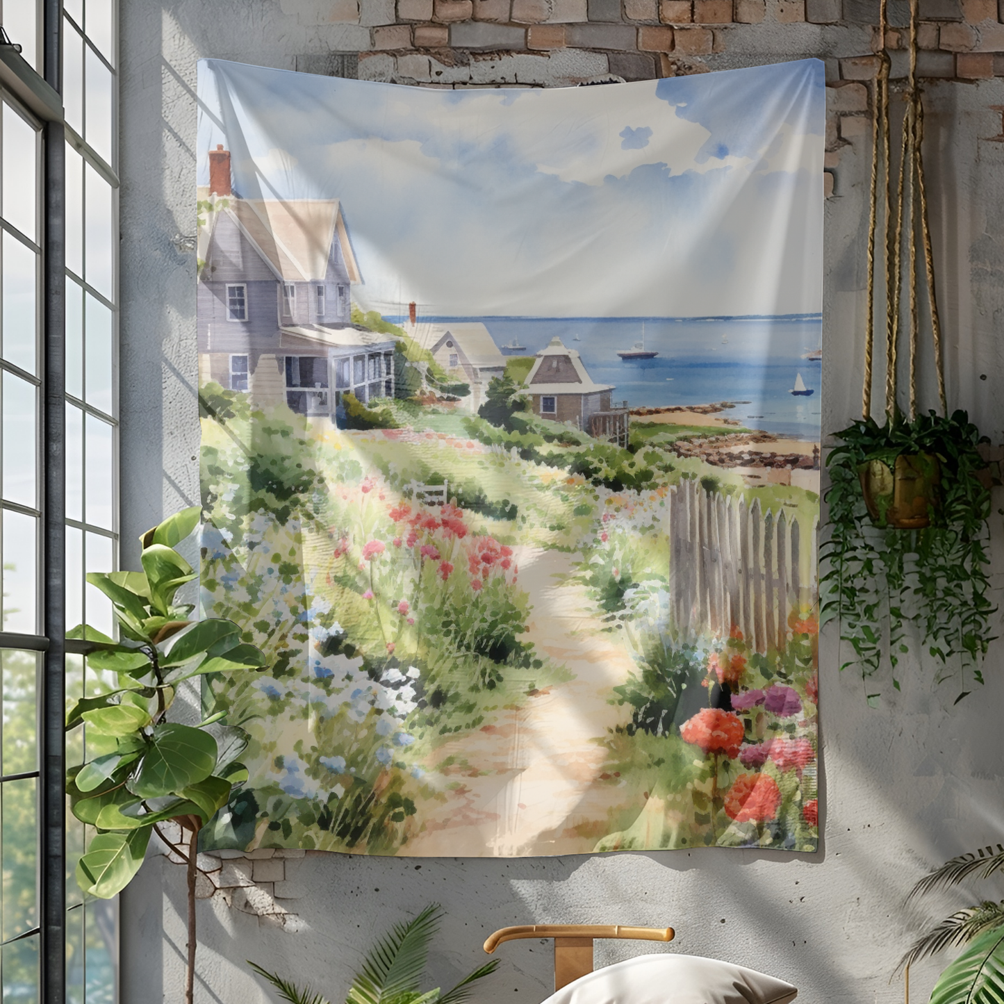 Nantucket Cape Cod Cottage Tapestry