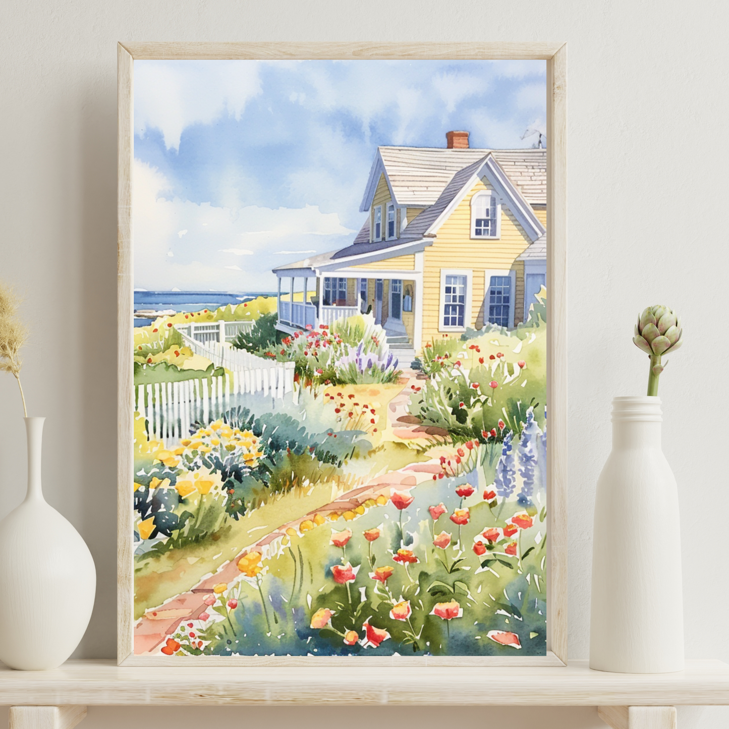 Nantucket Yellow Cottage Canvas Art Print