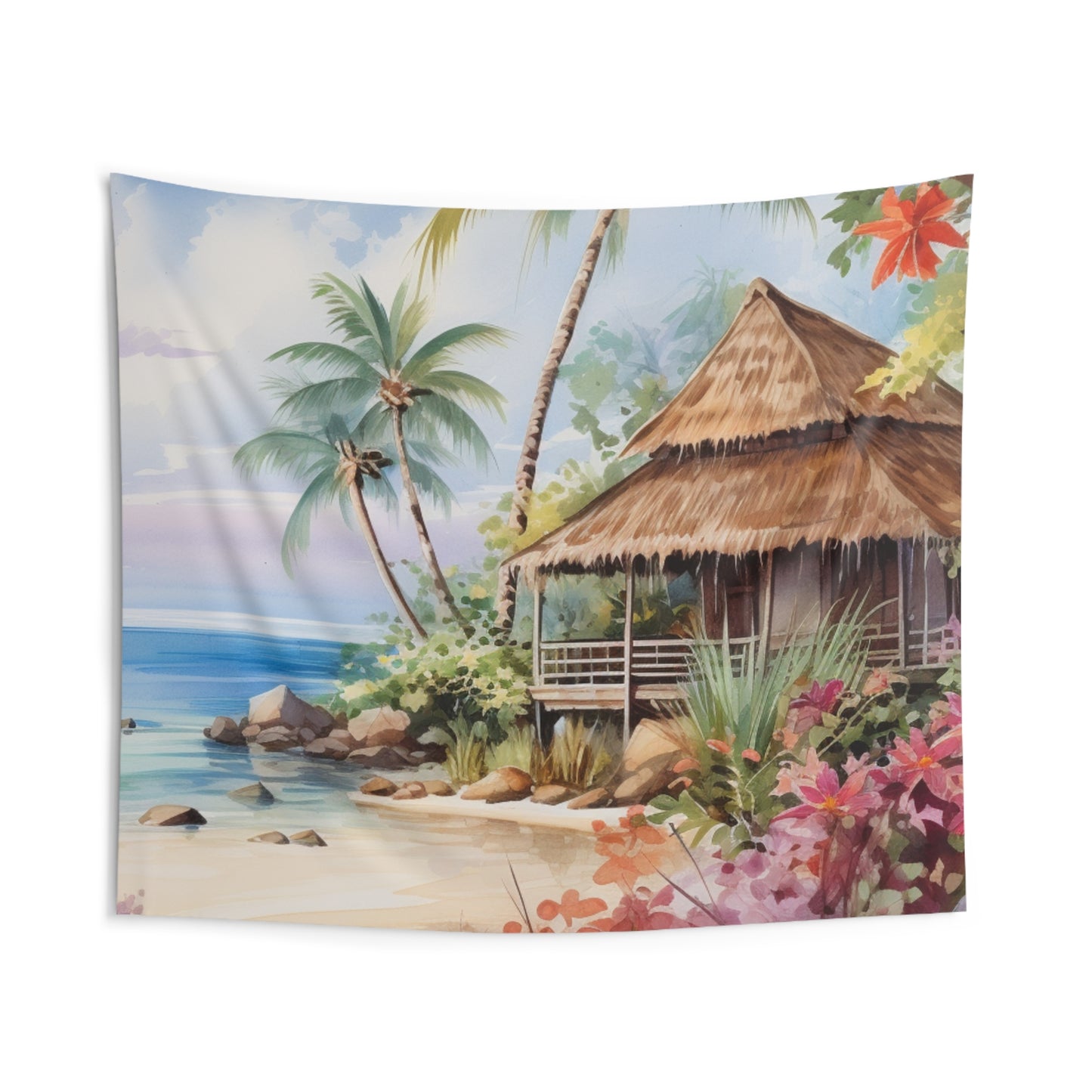 Exotic Island Hut Tapestry