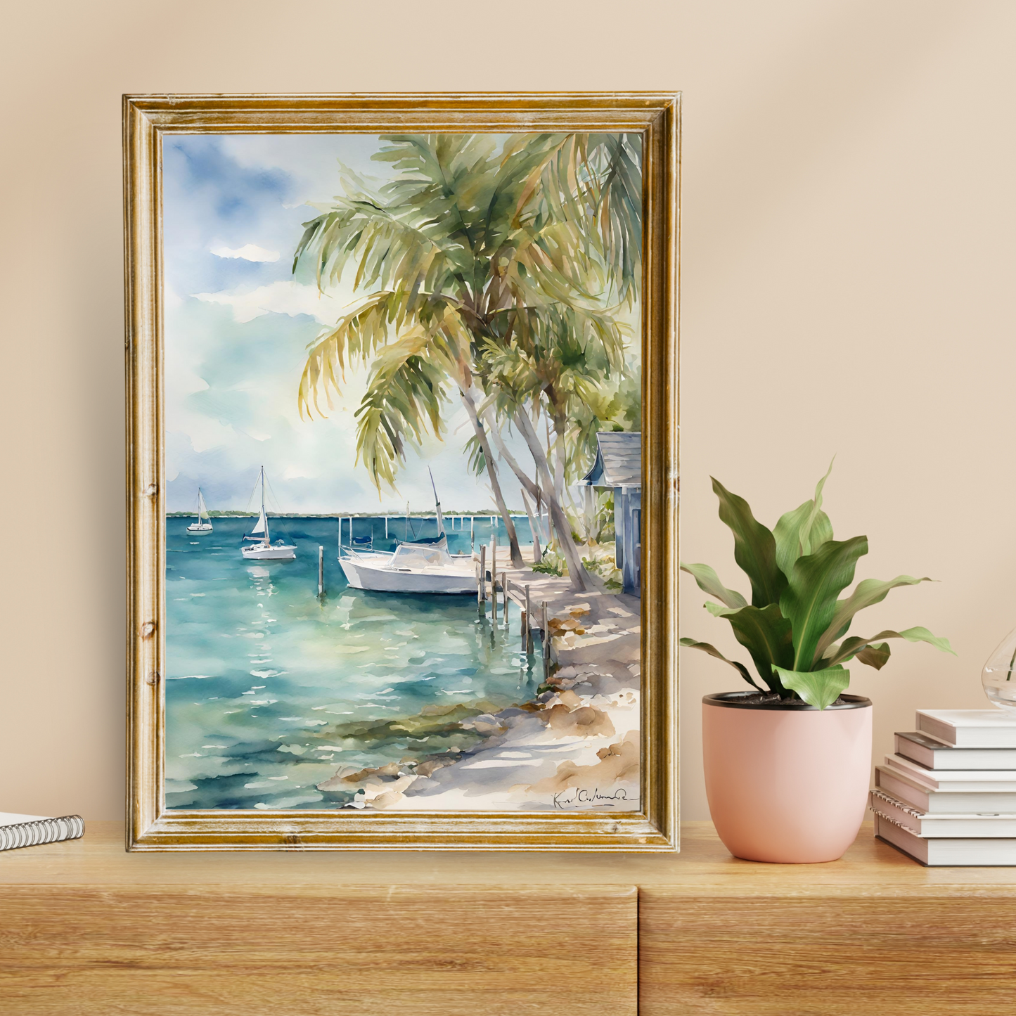 Key Largo Oceanside Sailboat Canvas Art Print