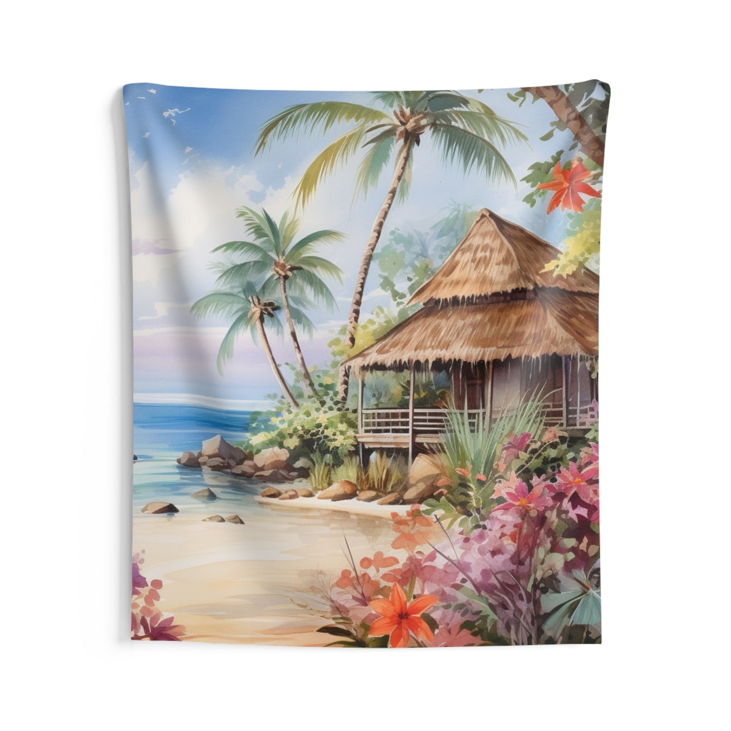 Exotic Island Hut Tapestry