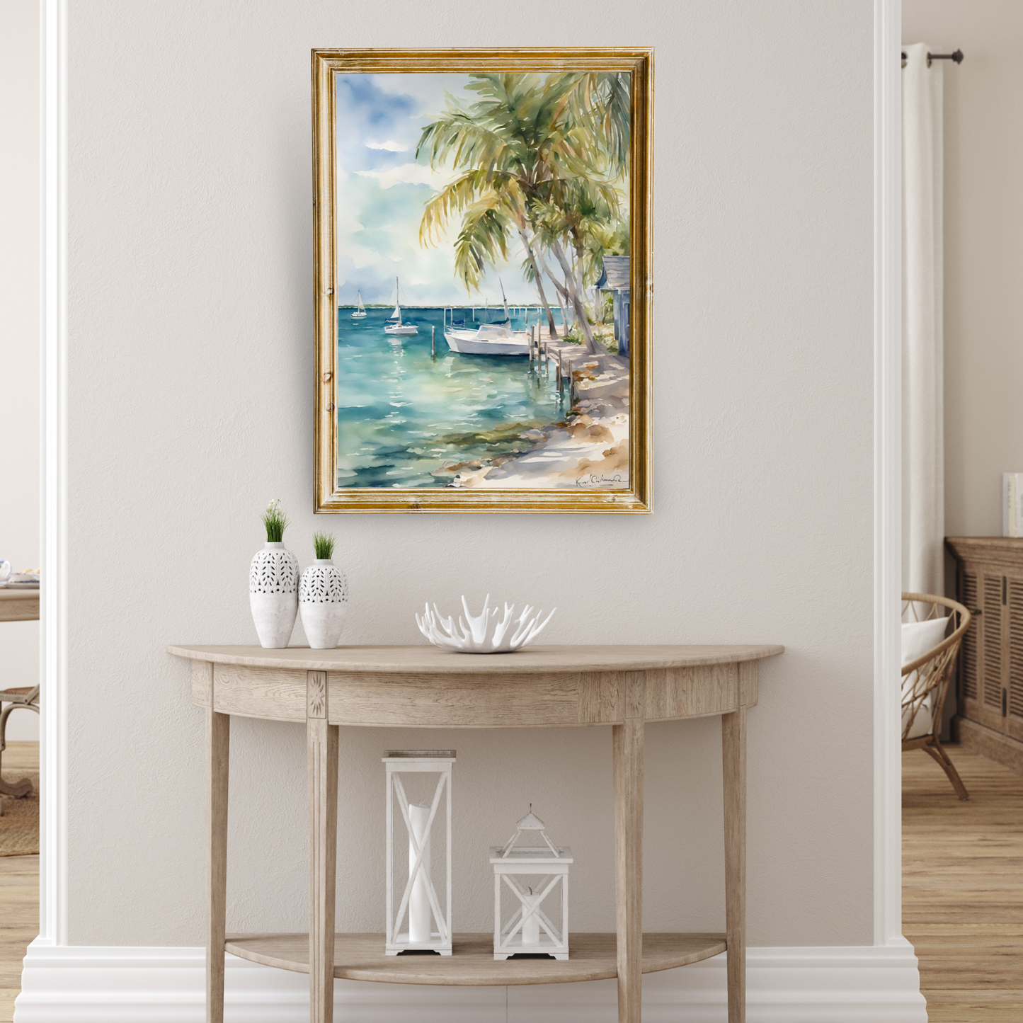 Key Largo Oceanside Sailboat Canvas Art Print