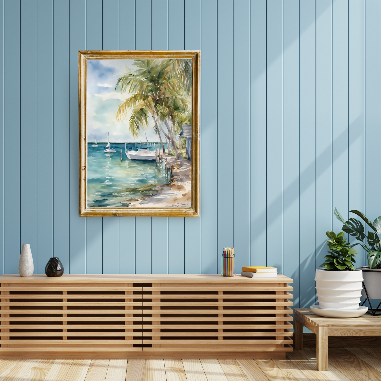 Key Largo Oceanside Sailboat Canvas Art Print