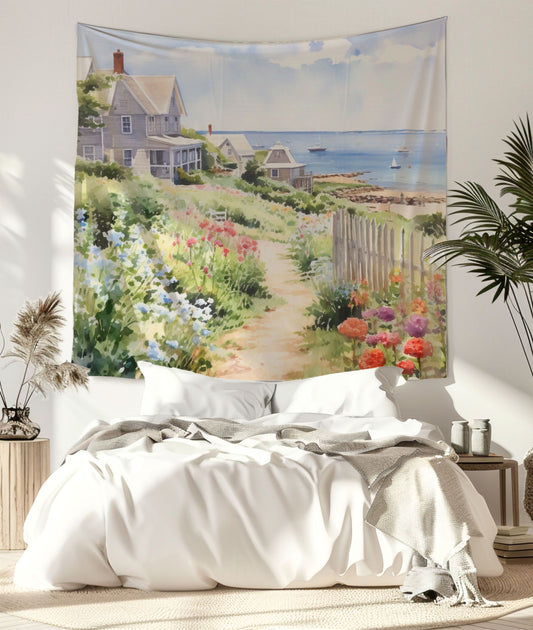 Nantucket Cape Cod Cottage Tapestry